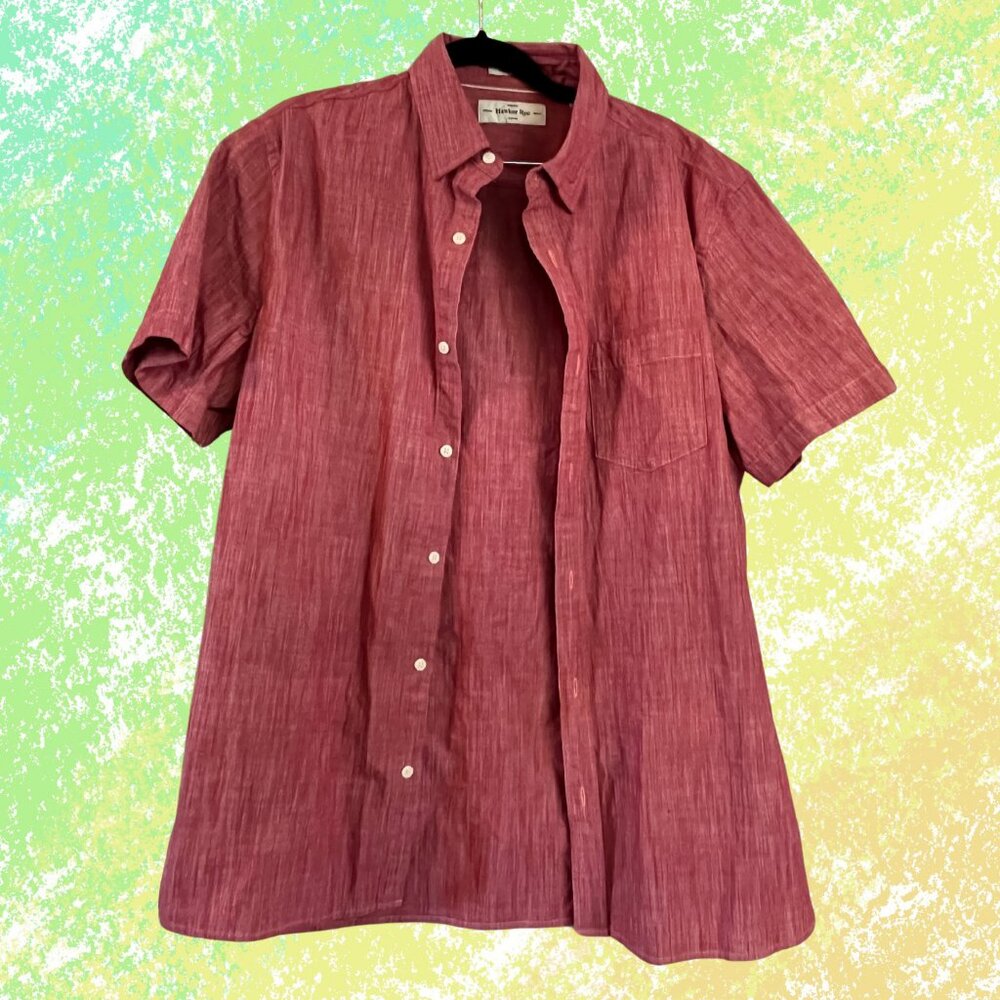 Hawker Rye Red Chambray Short-Sleeve Button-Up - L